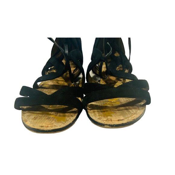 SAM EDELMAN Sandals Size 6 Black Dawson Suede Strap Gladiator Greek Open Toe s-4 - Picture 5 of 13